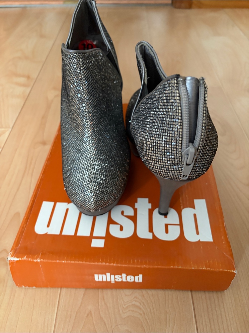 Unlisted Metallic Glitter Ankle Booties - Silver